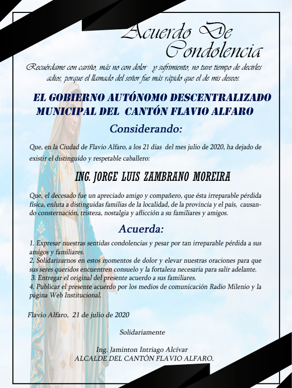 AGENDA DE MEDIO | Compartimos la entrevista que tendrá el Ing. Jaminton Intriago Alcívar, alcalde de Flavio Alfaro este miércoles 22 de julio.