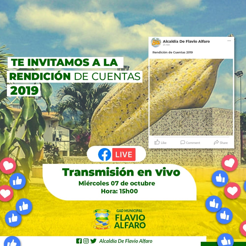 Invitamos a la ciudadanía a seguir la transmisión en vivo del informe de Rendición de Cuentas del período 2019.